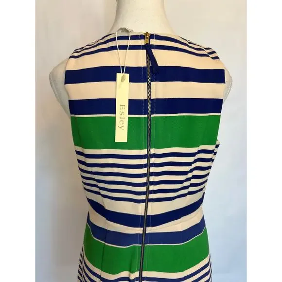 Esley | Blue/Green Striped Shift Dress | Medium - Picture 10 of 13
